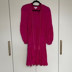 Boho Bohemian Long Sleeve Dress in Fuchsia